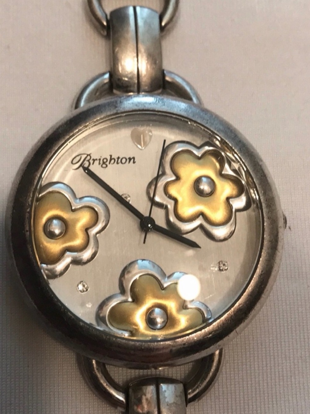 Brighton Silver and Gold Floral Bracelet Watch